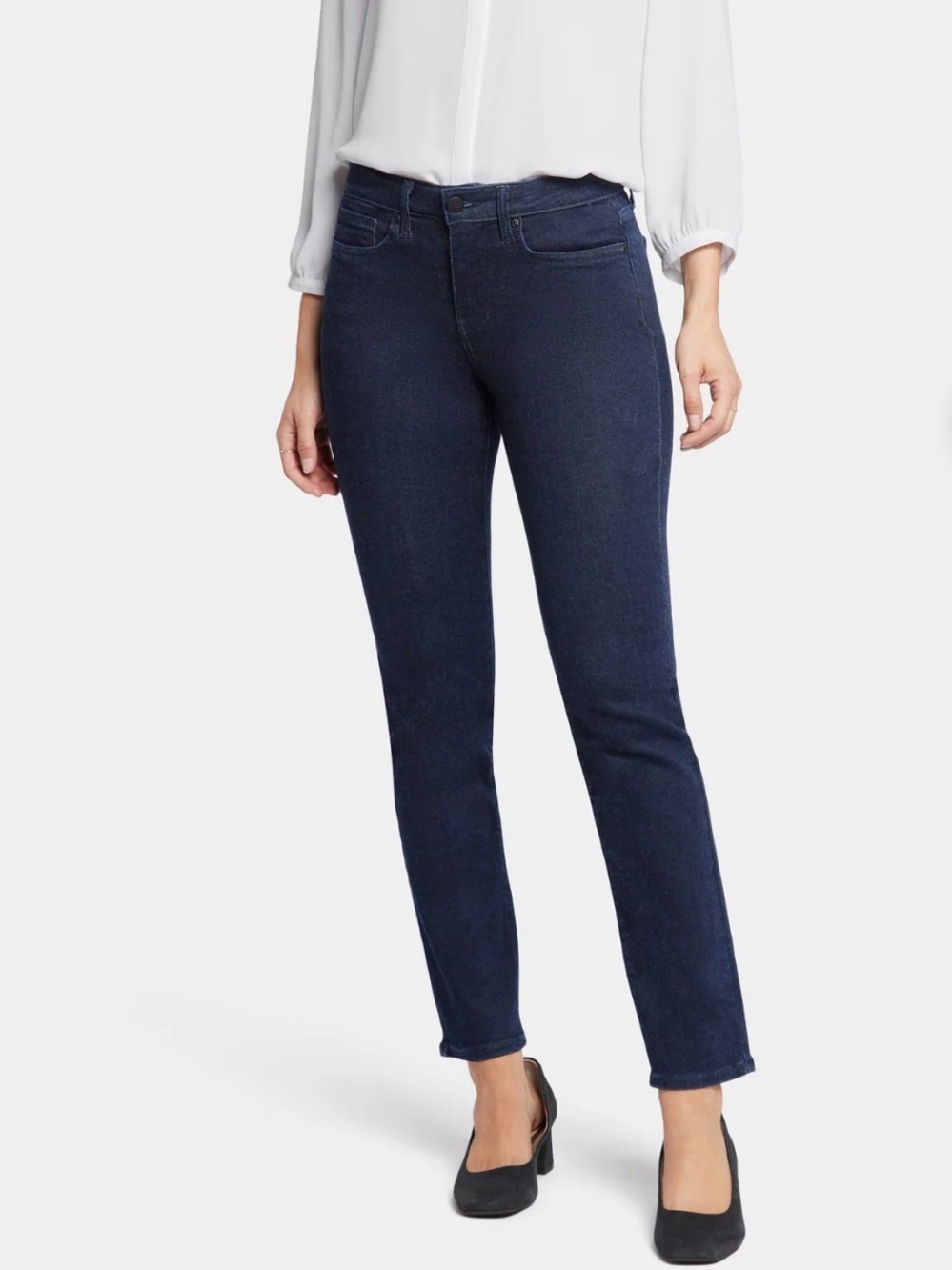 NYDJ Sheri Slim Jeans Dark Wash Rinse Lift Tuck Stretch Denim Size 14 Flawless